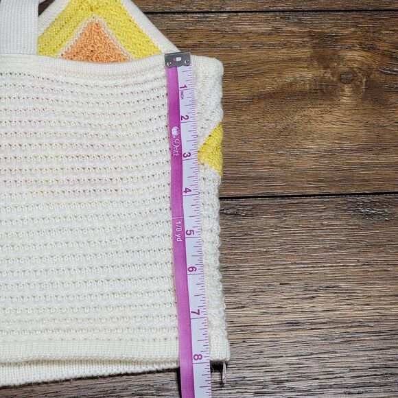 Madden NYC Knit Crop Top Tank Cream Yellow & Orange - Size Medium - Picture 4 of 5